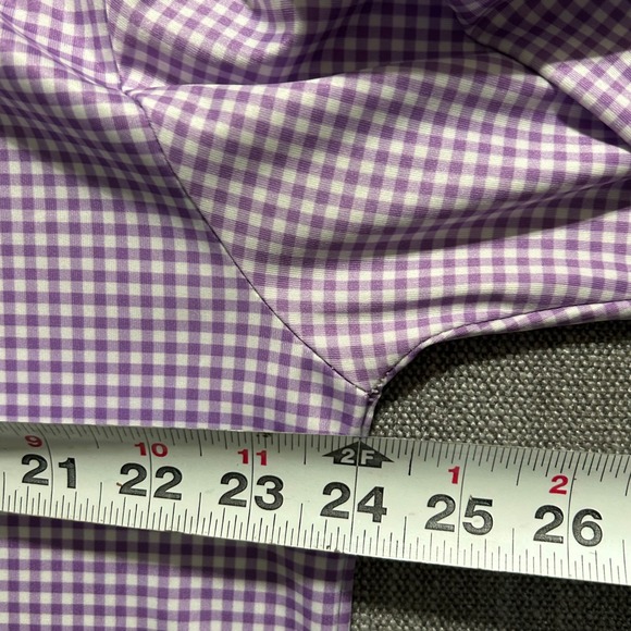 Collars & Co Men 2XL Purple Gingham Performance Polo Short Sleeve Button Collar - Picture 4 of 5